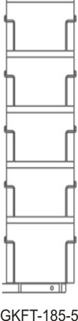 Fachleisten 185 mm, 5 Fächer, 1-reihig, 640 mm,silber